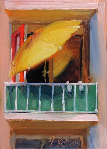 Balkon met gele parasol, 2025, 14x10cm, olieverf op koper. 

#balkon #balcony #balkonmet #geleparasol #parasol #zon #schilderij #schilderkunst #painting #oilpainting_artists #oilpainting #art #artist #kunst #cityscapes #contemporaryart #janneskoetsier 