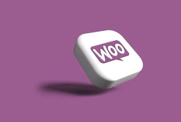 WooCommerce logo on a white pin with a purple background.