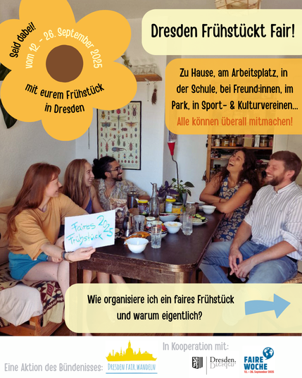 Dresden frühstückt fair!  - vom 12.-26.9.  - Zu Hause, im Büro, in der Gemeinde - alle können mitmachen und ein faires Frühstück organisieren