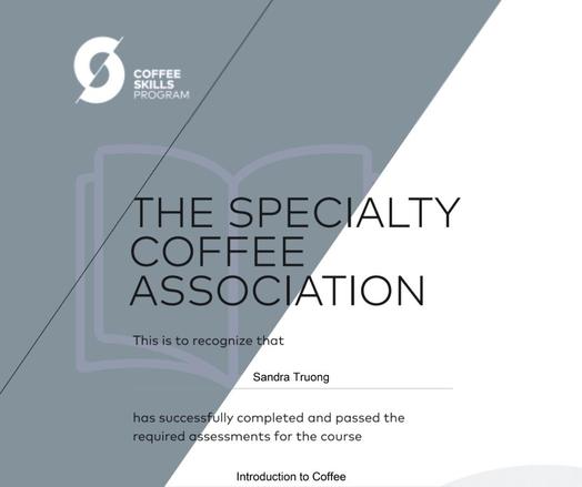 Introduction to Coffee certificaat.