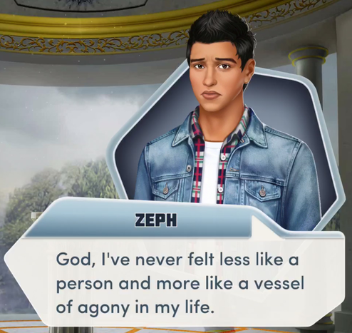 College teenager saying "God, I've never felt less like a person and more like a vessel of agony in my life."