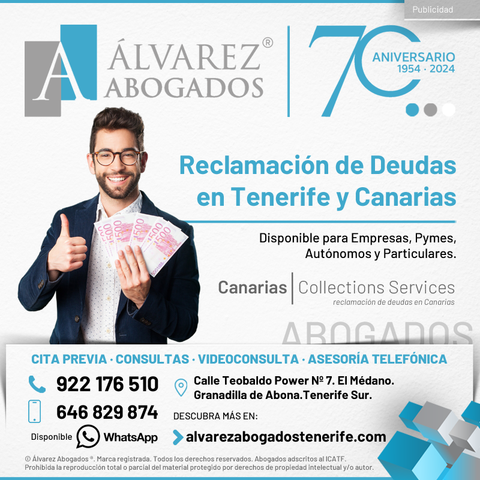 Abogados de Reclamación de Deudas en Tenerife y Canarias. Vía amistosa y judicial. Disponible para Empresas, Pymes y Autónomos, Cubrimos toda las Islas Canarias. Consúltenos sin compromiso.
https://alvarezabogadostenerife.com/abogados-reclamacion-deudas-tenerife/

#alvarezabogados #abogados #Tenerife #deudas #impagos #morosidad #facturas #dinero #legal #justicia 
