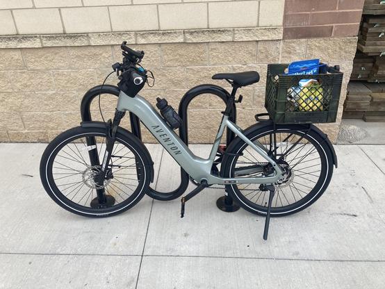 A bike locked up.