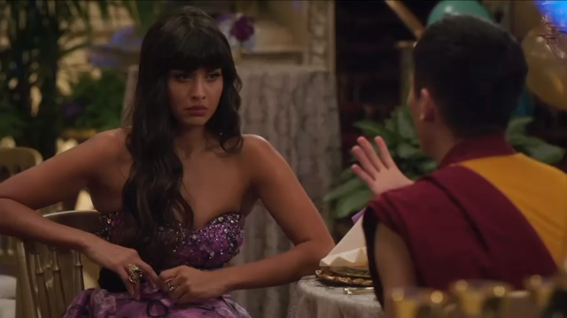 Jason from “The Good Place” explaining his dance crews rating system, where 8 is the best on a 13 point scale that goes up and then back down again, like a tent to a sad and slightly bewildered Tahani