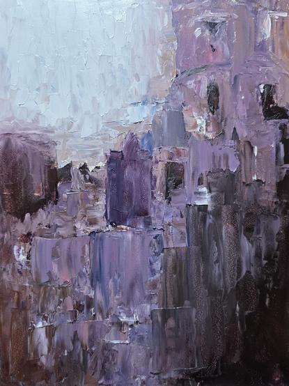 Downtown 
Oil on gesso board 9x12
Pallette knife painting
