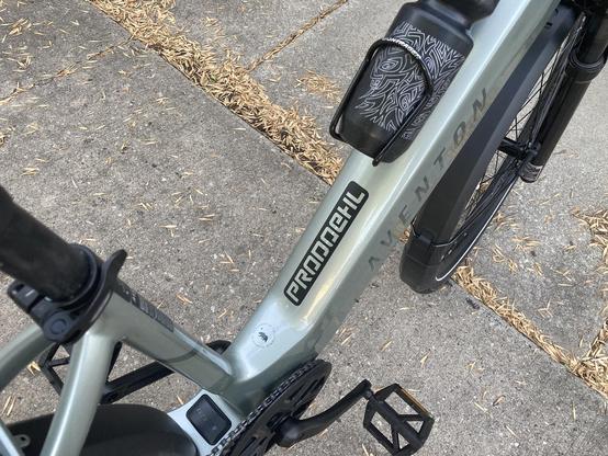 Vinyl applied to a bike frame (with my name!)