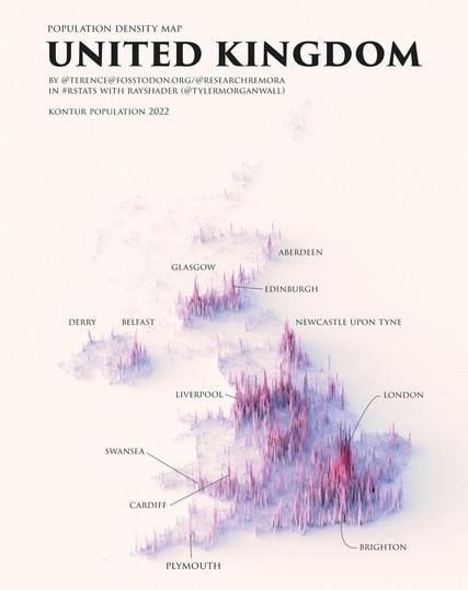 Population density map of the UK