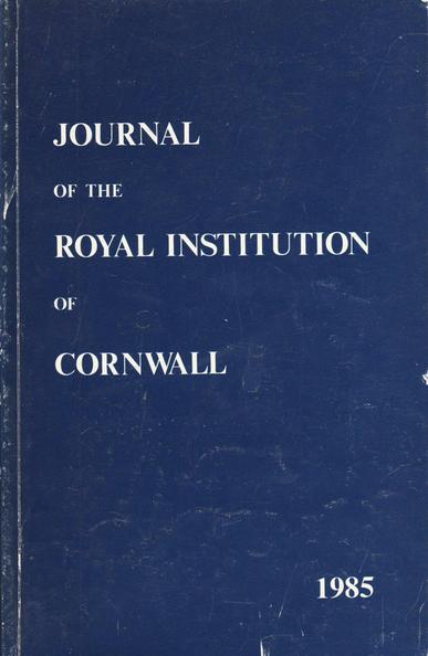 The front cover of the Journal of the Royal Institution of Cornwall, New Series 9:4 for 1985. Plain dark blue with title in white.