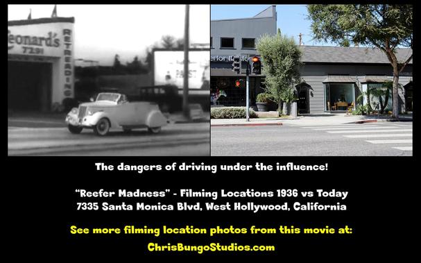 Filming location then and now from the classic 1936 movie Reefer Madness.