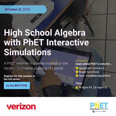 October webinar banner - promoting inquiry through challenge prompts with PhET