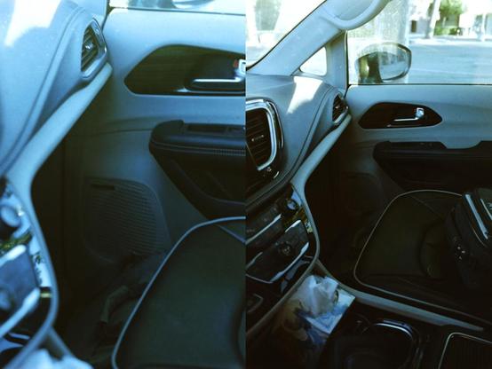 Comparison between 55mm lens and 28mm lens from inside of my minivan