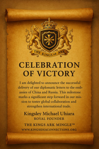 📜 The Kings Ark #Legal Trade #Proclamation

Issued under #Authority of The Kings Ark World Trade Center™

Whereas the #peoples of the #Earth are #oppressed by #sanctions, restrictions, and unfair #tariffs, and whereas #nations and #businesses alike seek a new order of fairness in #trade,

We,The Kings Ark,do hereby decree

Issued this day, under #seal and #blessing,
The Kings Ark World Trade Center™
Global #Founder & #Royal Custodian of The Ark
🌍 www.kingsideaconnections.org

#socialmedia #blog 