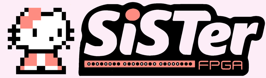 SiSTer FPGA logo with hello kitty sprite
