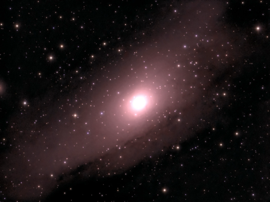 M31 - Andromeda Galaxy - Odyssey Pro processed image. M31 is the Andromeda Galaxy, a barred spiral galaxy and our nearest major galactic neighbor. It's visible to the unaided eye. 