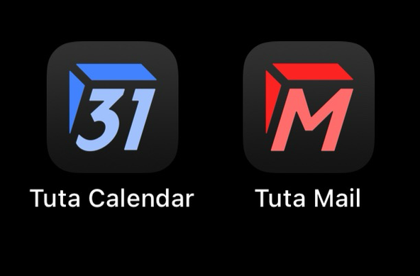 Image of app icons for Tuta Calendar and Tuta Mail on the iPhone