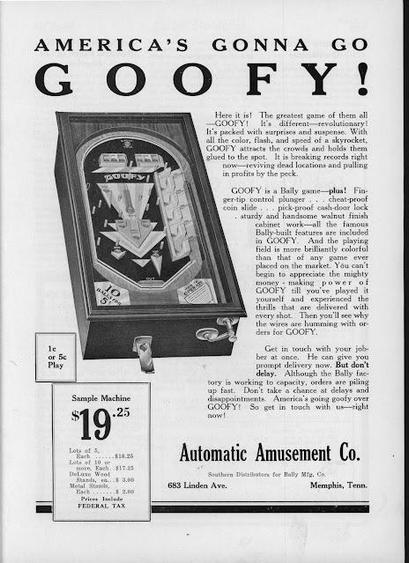 Goofy pinball ad 