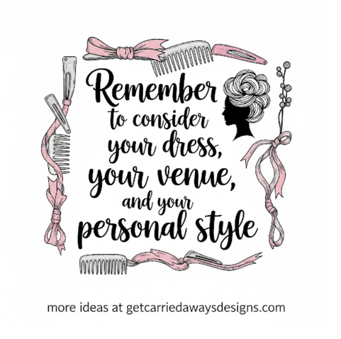 wedding logo with with colors: Pastel Pink, White, Black; getcarriedawaysdesigns.com