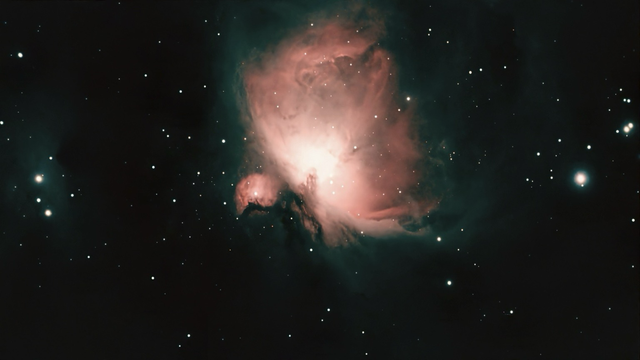 M42 The Great Nebula in Orion and M43 De Marian’s Nebula - telescope processed image. 