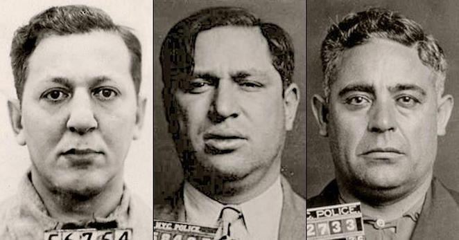 Mugshots of Louis Buchalter, Emanuel Weiss, Louis Capone.