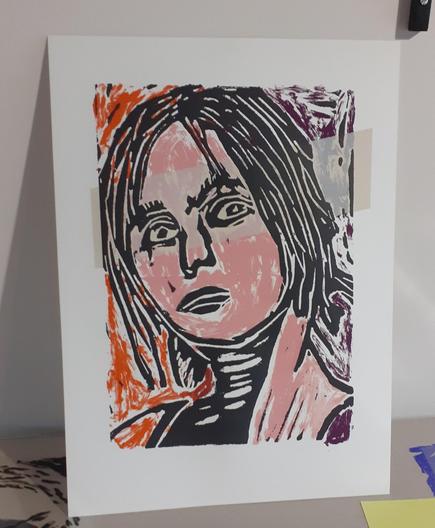 affiche d'un visage féminin sérigraphié