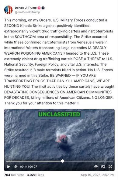 Trump just killing people in international waters