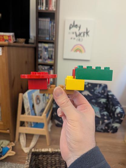 Side view of a duplo Enterprise like ship