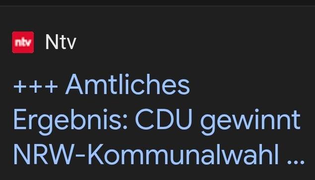 Ntv

+++ Amtliches
Ergebnis: CDU gewinnt
NRW-Kommunalwahl ...
