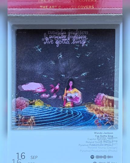 Abreißtageskalender von seltmann mit dem Kalenderblatt des Vinyl-Covers der LP "I've Gotta Sing" (1971) von Wanda Jackson