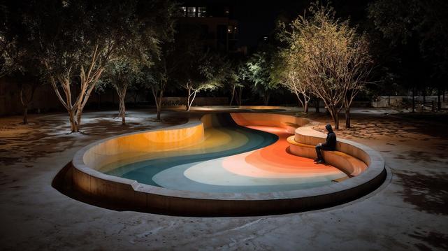 Minimal design, maximum transformation of an urban park
Fluid colour and organic shapes evoke movement and serve the urban space without the need for costly interventions.