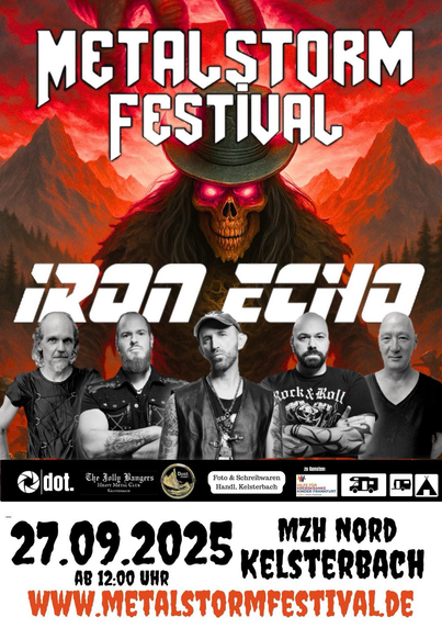 Konzertplakat "metalStorm Festival" auf dem Iron Echo als Ersatz für Aeonblack angekündigt werden