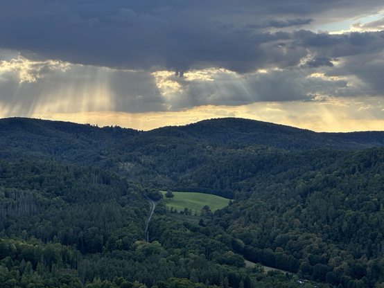 View over the valley with god rays