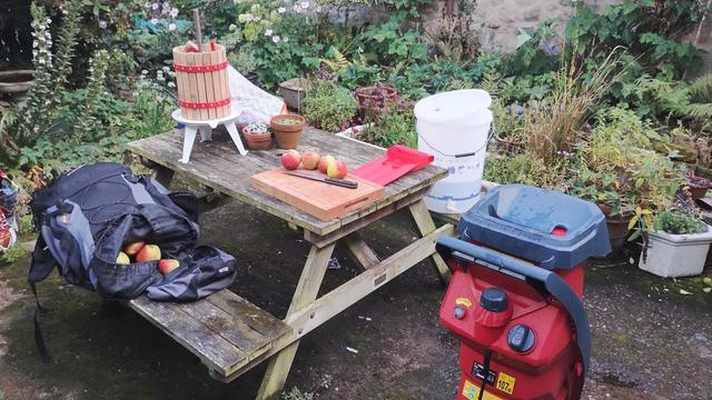 An apple processing station. One day this will be wine.