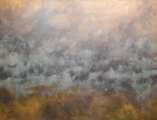 Brown, grey and white colours. The zone between abstract and landscape.