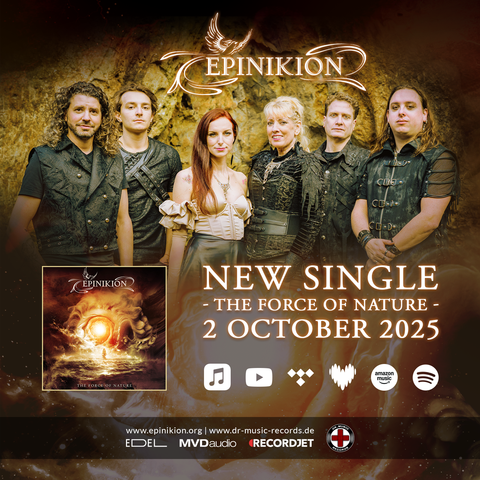 EPINIKION unleash the elemental forces with their new album “The Force Of Nature” and the upcoming first single of the title track via Dr. Music Records

Dutch Symphonic Metal band EPINIKION has announced the release of their sophomore album “The Force Of Nature” via Dr. Music Records on 02/06/2026. Not just fans of the genre can look forward to monumental, orchestral soundscapes, thunderous guitar riffs, and an expressive female voice that takes listeners on an immersive journey through the emotional worlds of human beings and the untamed, intertwined forces of nature. The album impresses not only with its musical variety but also with the production by Jacob Hansen (i.a. Delain, Epica, Volbeat) and the artwork by Giannis Nakos of Remedy Art Design (i.a. Amaranthe, Kamelot, Evergrey), both of whom stand for top-notch quality in sound and visuals and masterfully highlight the epic character of the music. EPINIKION was initially conceived in 2020 as an ambitious Rock opera project by Robert Tangerman and Renate de Boer. Two years later, their debut “Inquisition” was self-released. The band now merges its individual styles into a powerful, harmonious soundscape, shaping EPINIKION’s distinctive sound. On 10/02/2025, EPINIKION’s first single “The Force Of Nature” will be unleashed upon the world, featuring driving guitar riffs, expressive vocals, and unbridled energy.

More info: https://www.dr-music-promotion.de/?p=27619