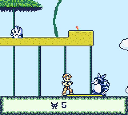Screenshot of the game Maki Makulo for Game Boy showing that we have defeated all the monsters in the level and that a new QR code is waiting for us on our PC.