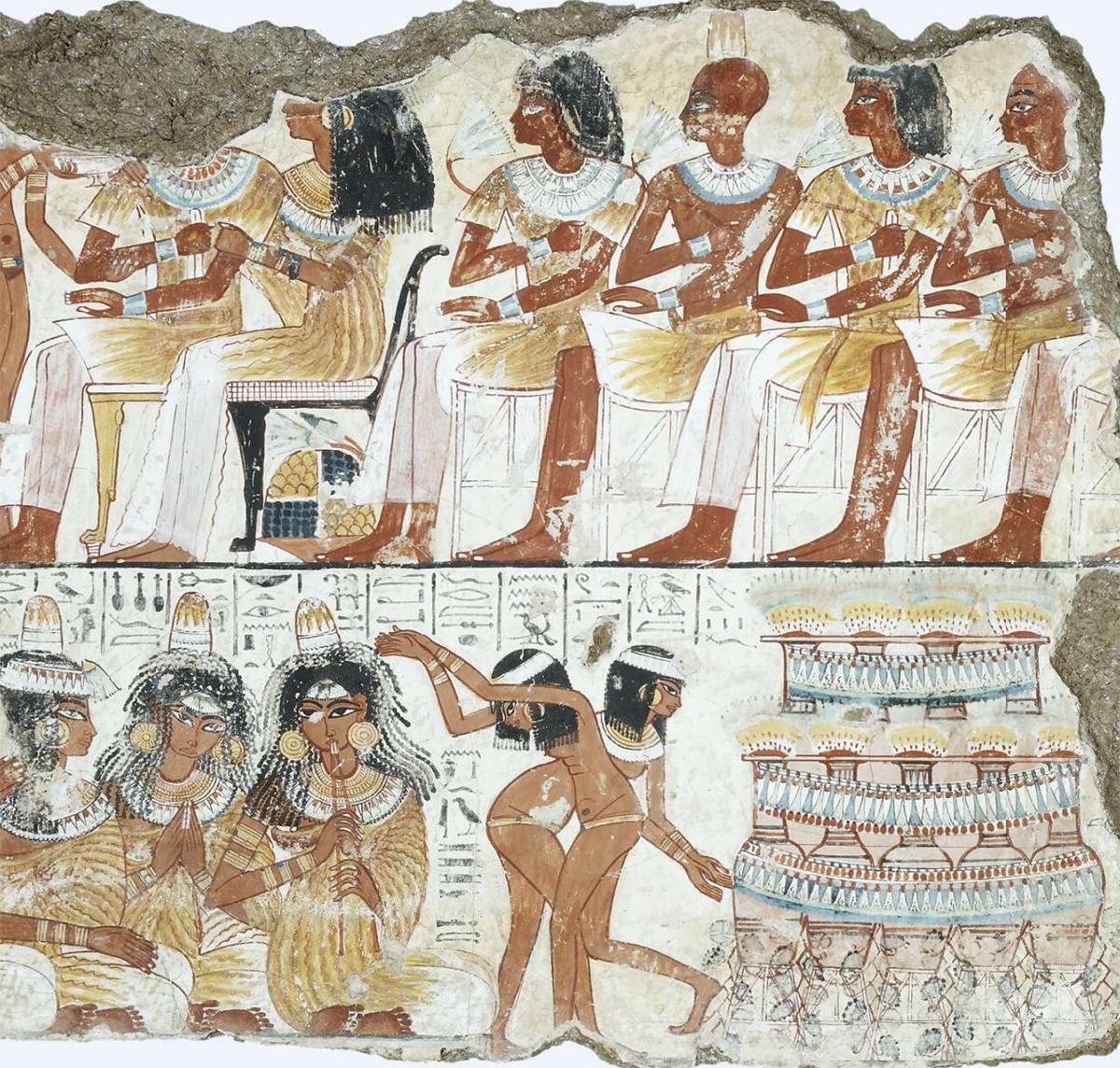Banquet with Guests, Musicians, and Dancers, wall painting from Tomb of Nebamun