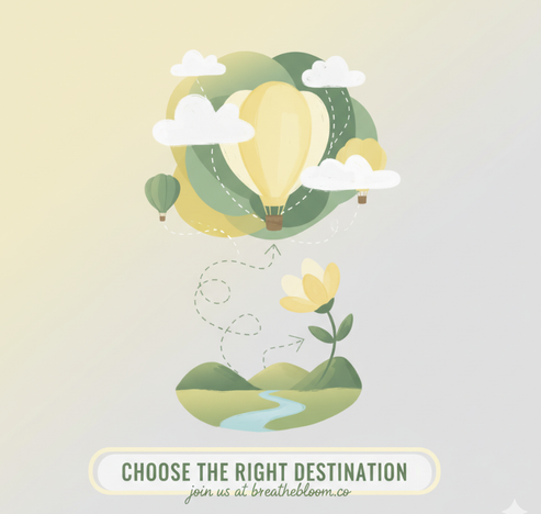 wellness logo for 'women over 40' with colors: Pastel Yellow, Sage Green, Light Gray; breathebloom.co