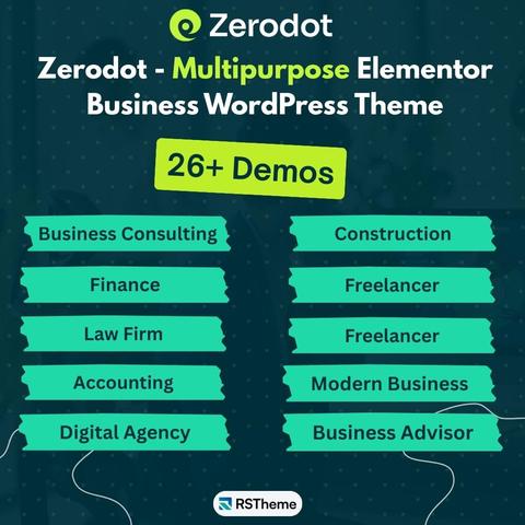 🚀 Build your website fast with Zerodot – Multipurpose Elementor Business WordPress Theme!

💼 26+ demos for Business, Finance, Construction, Digital Agency & more
✨ Fully responsive & easy to customize


#WordPress #Elementor #WebDesign  #RSTheme