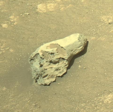 An ochre toned image capturing a Martian rock