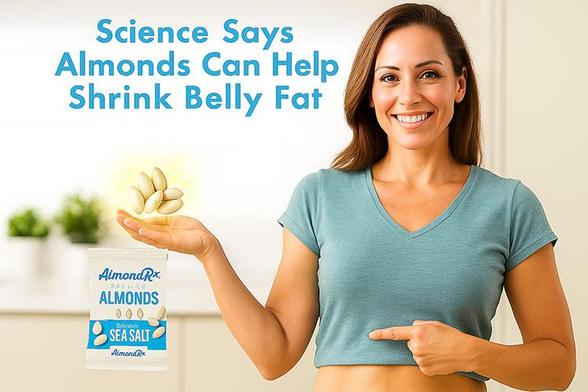 Woman holding almonds for belly fat reduction