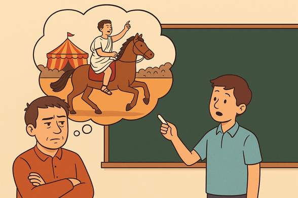 Alunno che per sbaglio colloca Cicerone nel circo equestre