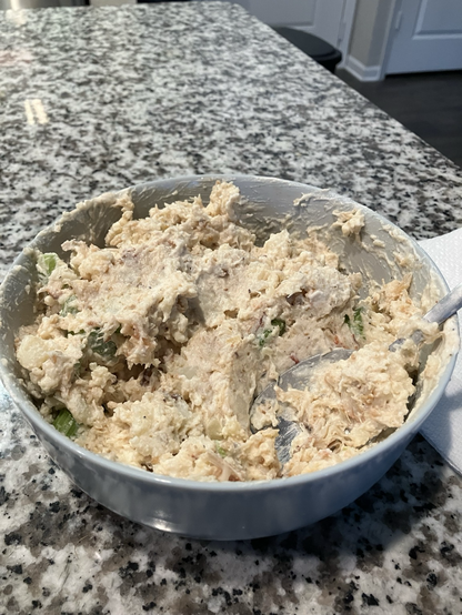 Finished Crab Boil Potato Salad in bowl.