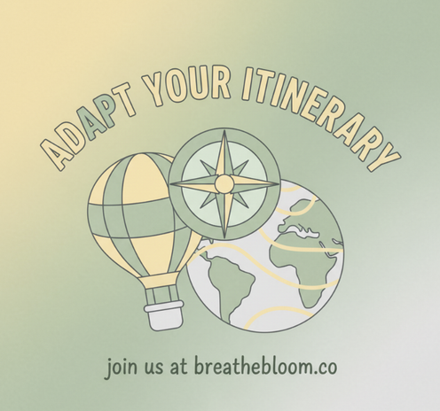 wellness logo for 'women over 40' with colors: Pastel Yellow, Sage Green, Light Gray; breathebloom.co