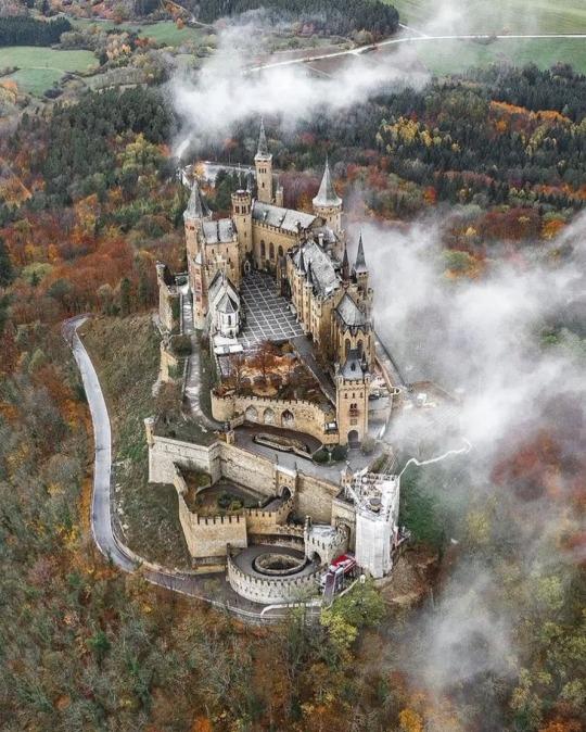An aerial view of the Hohenzollern Castle.