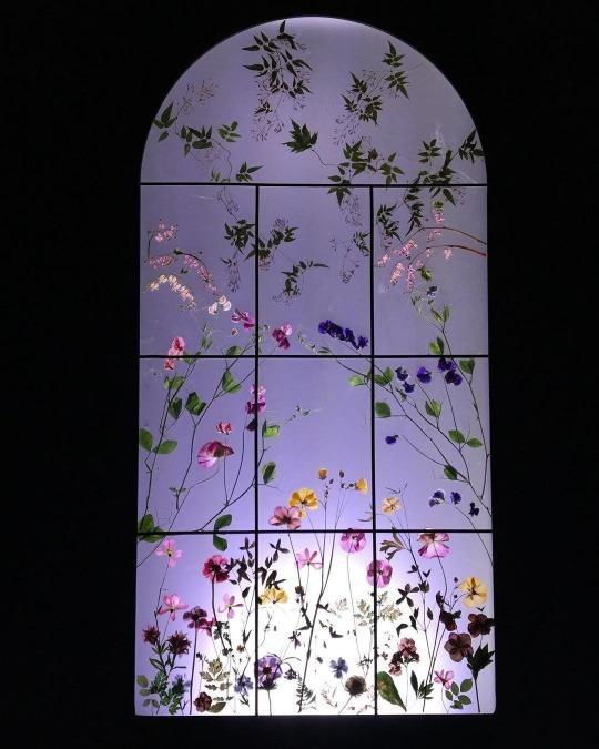 Art Nouveau window with flowers.