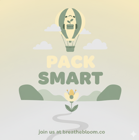 wellness logo for 'women over 40' with colors: Pastel Yellow, Sage Green, Light Gray; breathebloom.co