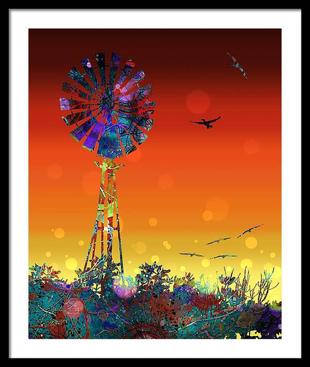 Framed print of Rural Life An Artist View Of The World by Joan Stratton - paintingsbyjoan.com
A new day dawns with a warning red sky, the kind that stirs old farmer wisdom and sets the birds fluttering from their roosts. The windmill hums to life as the breeze strengthens, its blades catching the first golden light as colour spills across the land like a waking dream.
This is rural life through my artist’s eye - Life on the land, always full of colour, not quiet or quaint, but bold, whimsical, and full of movement.
The garden bursts in blues, purples, and reds, tangled with joy and rhythm. Mechanical meets magical in this expressive landscape, where the ordinary becomes extraordinary and the sunrise feels like a celebration.
I created this piece using my Ether Art technique — hand-drawn digitally from a blank canvas, blending abstract shapes with vibrant colour and storytelling.
Rural Life An Artist View Of The World is perfect for lovers of countryside charm, surreal landscapes, and joyful design. Available across fine art prints, canvases, puzzles, apparel, and home décor.
Explore more expressive artworks of Farm life in my gallery at;
https://joan-stratton.pixels.com/collections/farm+life