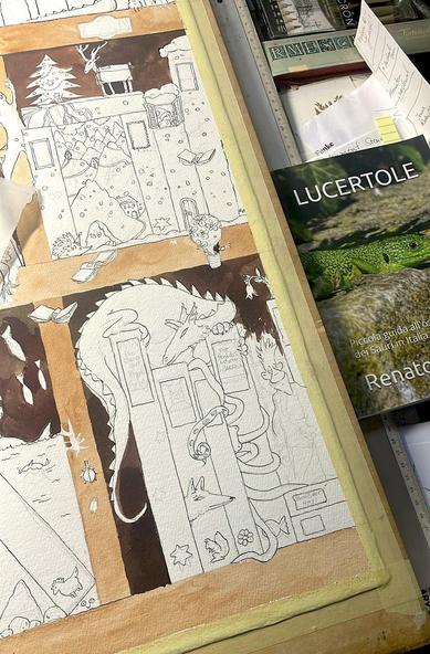 Cornelia working on a new "Wimmelbild"