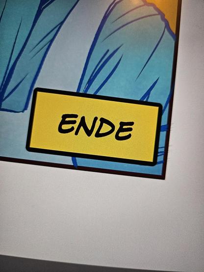 Auschnitt aus einem Comic Panel. In einem Textkasten steht das Wort "Ende".