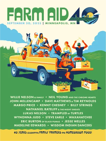 #FarmAid.org mission is to build a vibrant, family farm-centered system of agriculture in America. Farm Aid artists and board members Willie Nelson, Neil Young, John Mellencamp, Dave Matthews and Margo Price host an annual festival to raise funds to support Farm Aid’s work with family farmers and to inspire people to choose family farm food. 

Take action to change the dominant system of industrial agriculture and promote food from family farms.

https://farmaid.org | https://farmaid.org/donate
